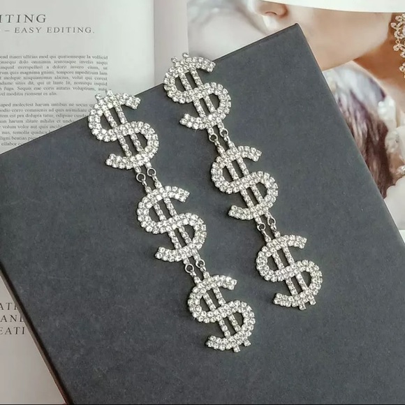 ⚜️[𝗡𝗪𝗧]⚜️$$$ Long Crystal Silver Earrings NEW - Picture 3 of 9